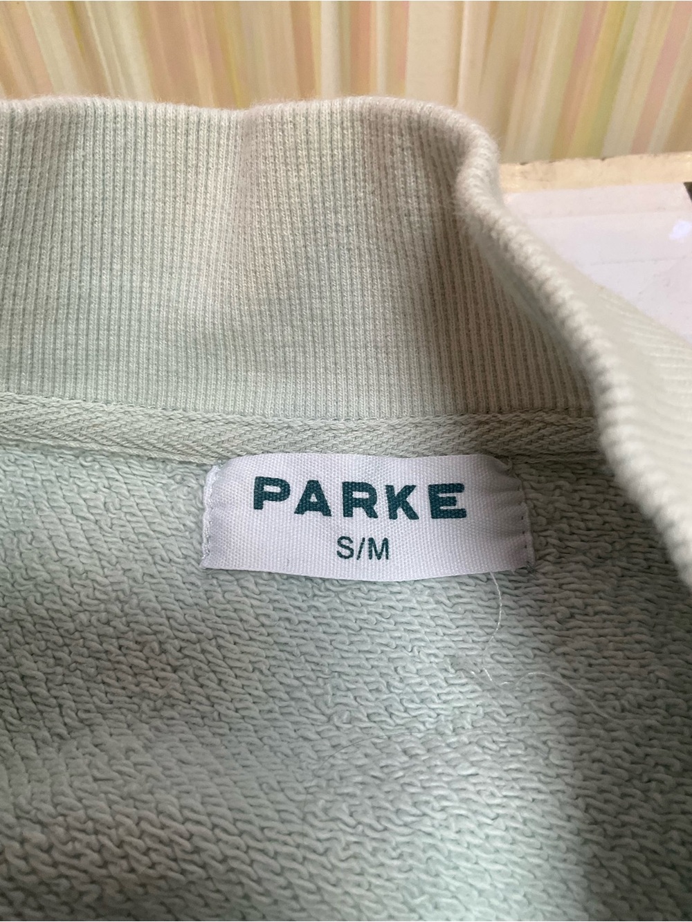 Parke Mint Crewneck Sweater with Pink Varsity Logo - Picture 5 of 7